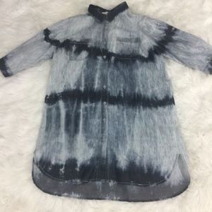 Hot & Delicious Blue Tie Dye Button Down Dress